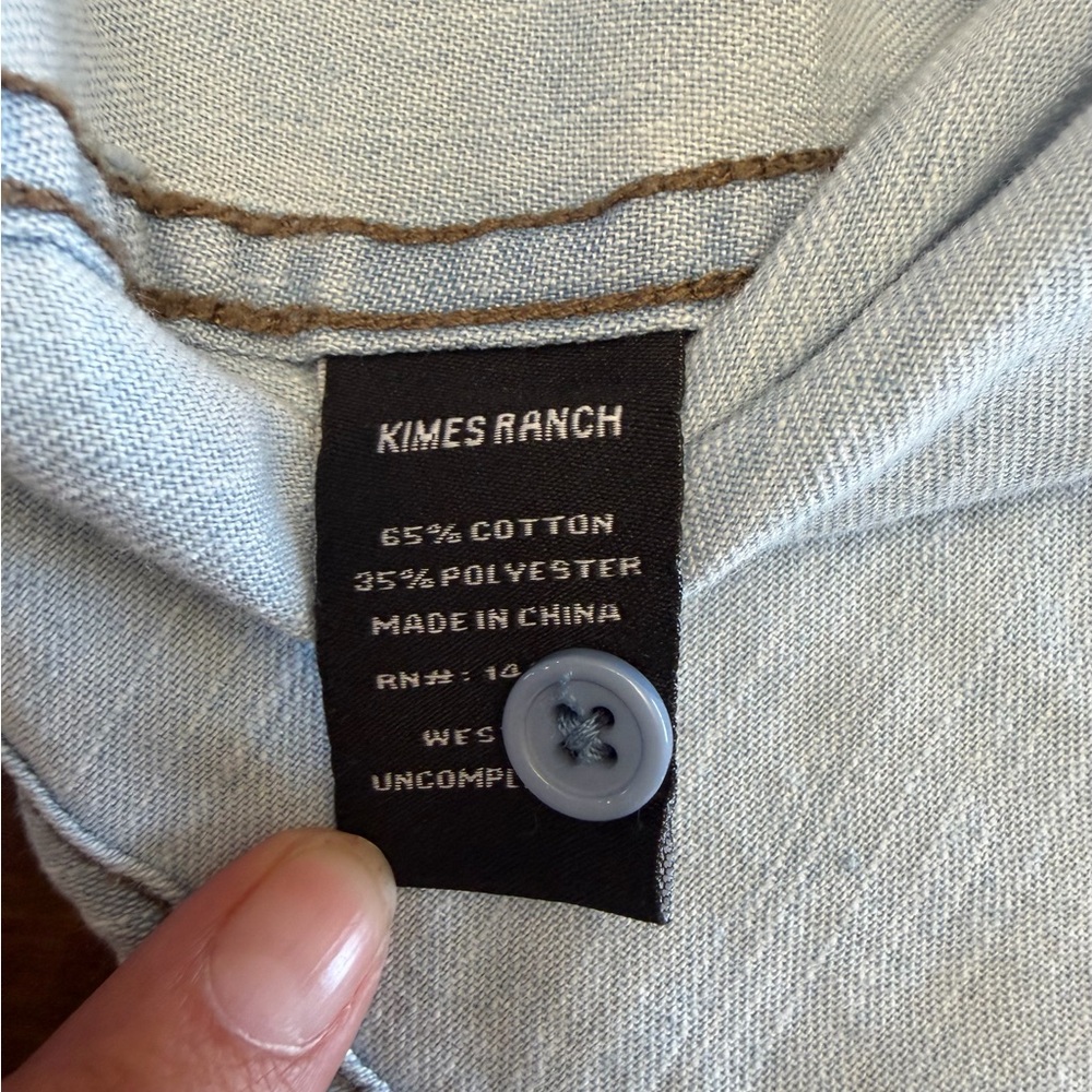 Men’s Kimes Ranch Western Light Weight Denim Pearl Snap Button Down Shirt Small - Picture 7 of 9